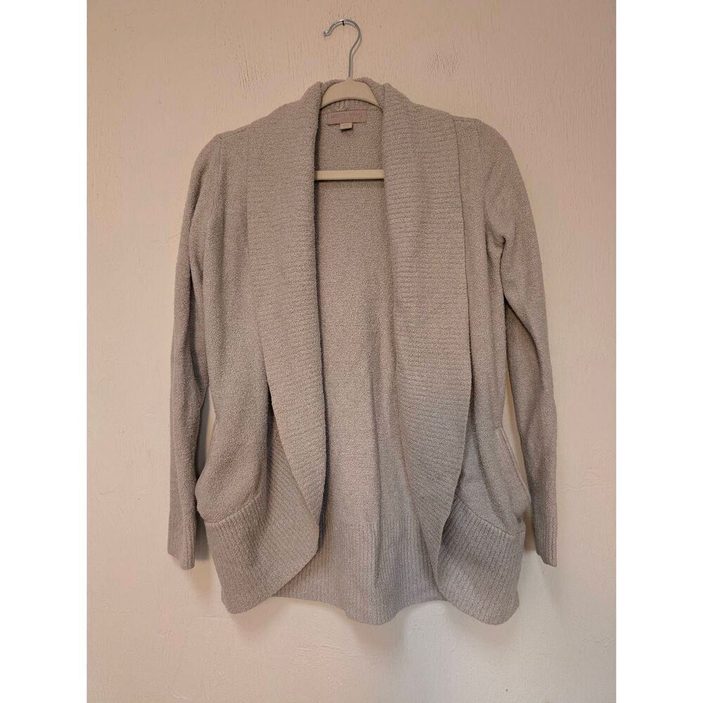 Barefoot Dreams Womens Cozy Chic Lite Open Front Sherpa Fleece Cardigan Taupe XS